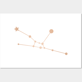 Taurus Zodiac Constellation in Rose Gold Posters and Art